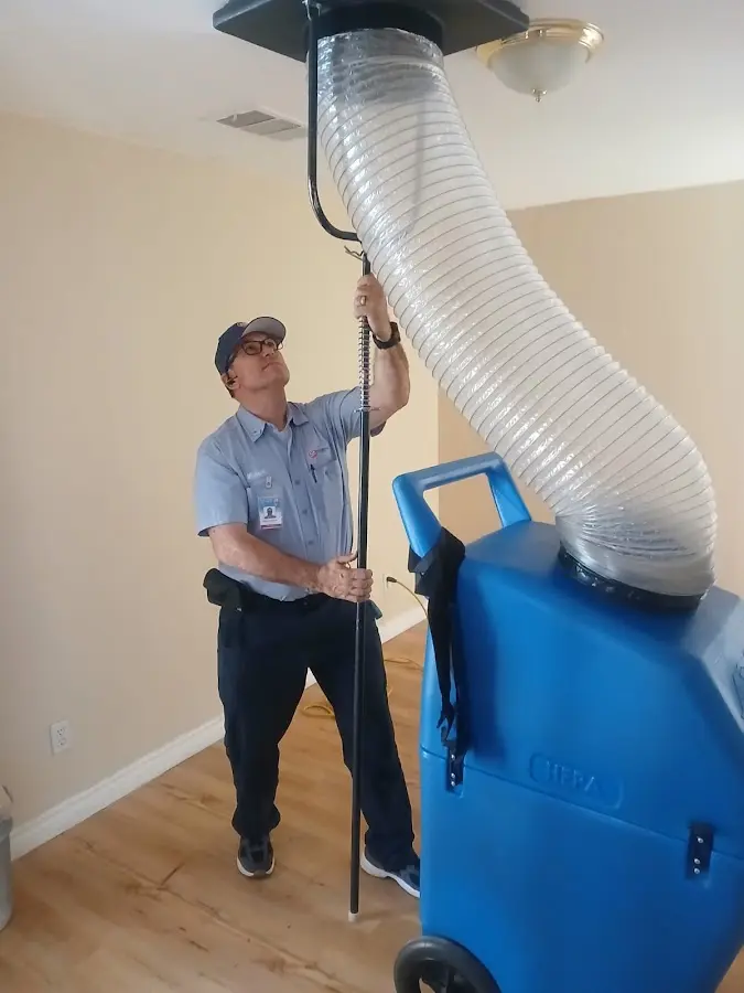 Mini Split Installation technician using HEPA equipment in Palmdale